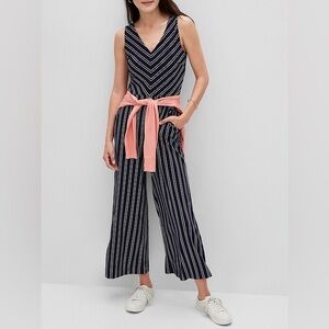 NWT Banana republic Black and White Striped Jumpsuit